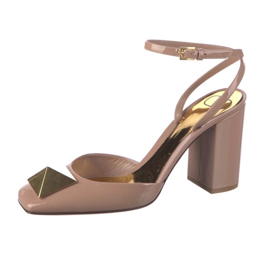 Valentino Garavani Nude Block Heel with Gold Accent